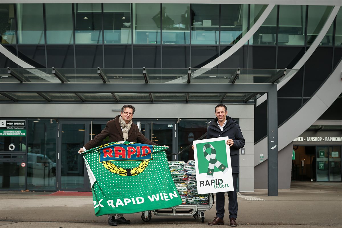 SK Rapid unterstützt die Aktion „Wärme, die von Herzen kommt.“ von Kärcher und der Caritas